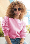 Brentwood Sunshine Monochrome Embroidered Crewneck - Adult - Classic Pink