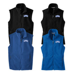 Christopher Newport University Fleece Vest. Midweight fleece vest embroidered with the CNU arched letters logo. Available in ladies or unisex sizing XS-4XL. Royal or black