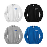 Christopher Newport University Crewneck Sweatshirt embroidered with CNU letters on the left chest. Classic unisex fit CNU sweatshirt in royal, white, heather grey or black.  Unisex sizing S-4XL
