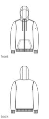 Line sketch drawing of Nike K-state Hoodie from the front and the back