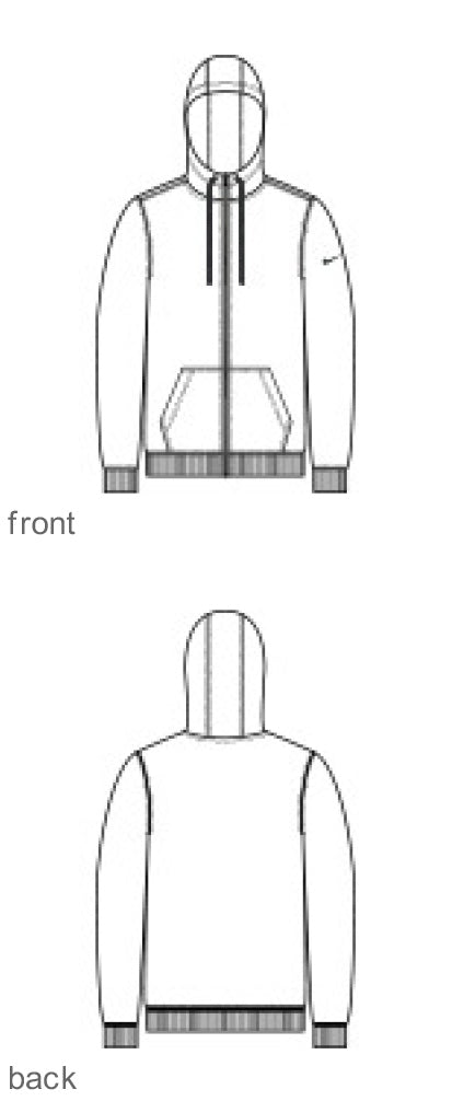 Line sketch drawing of Nike K-state Hoodie from the front and the back