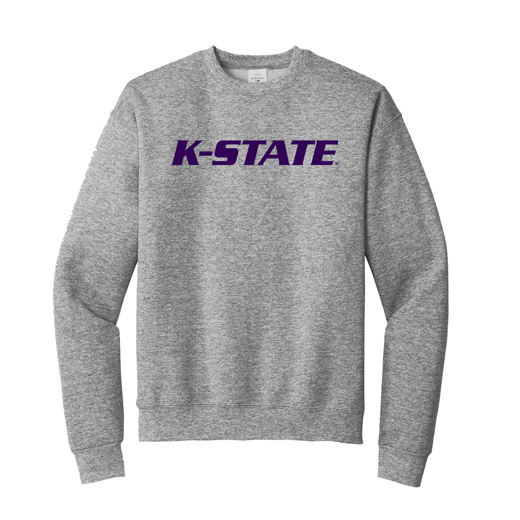 K-STATE crewneck sweatshirt.  Athletic Grey with Purple Print