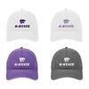 Set of 4 K-STATE Beach washed hats.  Each embroidered with K-STATE Powercat logo.  Choose from White with Purple, Charcoal with white, white with lavender or purple with white.