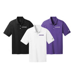 K-state Powercat Nike Polos - set of three.  Each embroidered with K-STATE on left chest.  One black with white, one purple with white and one white with purple