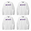 4 white crewnecks with K-state horizontal logo and different sports.