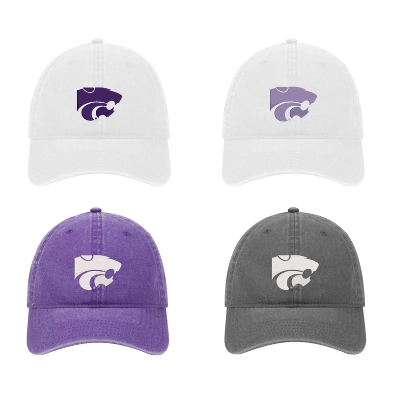 Kansas State University Beach Washed Baseball Hat Charcoal Powercat Only