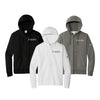 K-State Nike Hoodies Trio embroidered with Kansas State University.  One black with purple, one grey with white and one white with purple.  With Nike Swoosh on the left arm