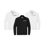 Group of 3 Nike half zip K-STATE sweatshirts. Embroidered K-state on the left chest. White with lavender, white with purple and black with white and purple