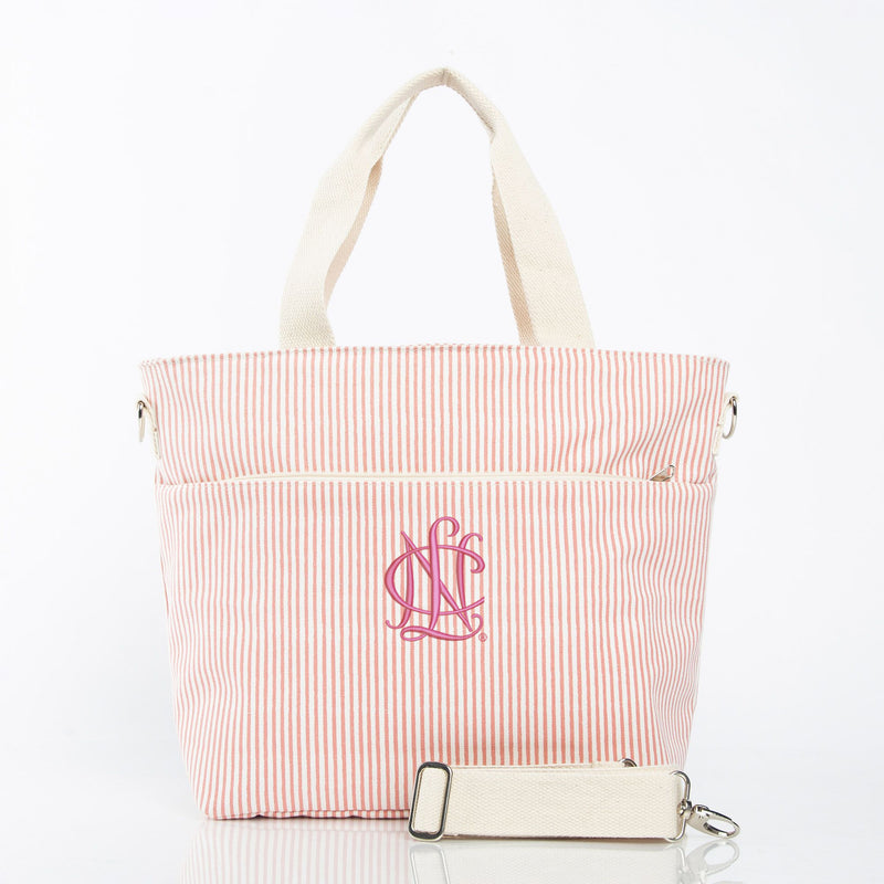 National Charity League Insulated Striped Tote Bag - Rose Pink or Navy Blue