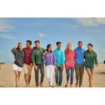 Group of friends at the beach in an assortmant of beach washed sweatshirts
