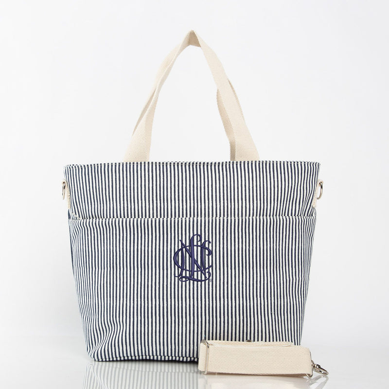 National Charity League Insulated Striped Tote Bag - Rose Pink or Navy Blue