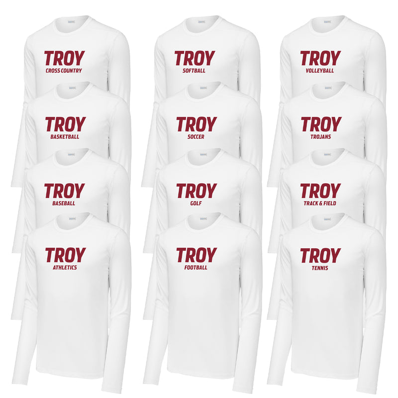 Troy University Sports Performance Long Sleeve T-Shirt - Choice of Sport - White