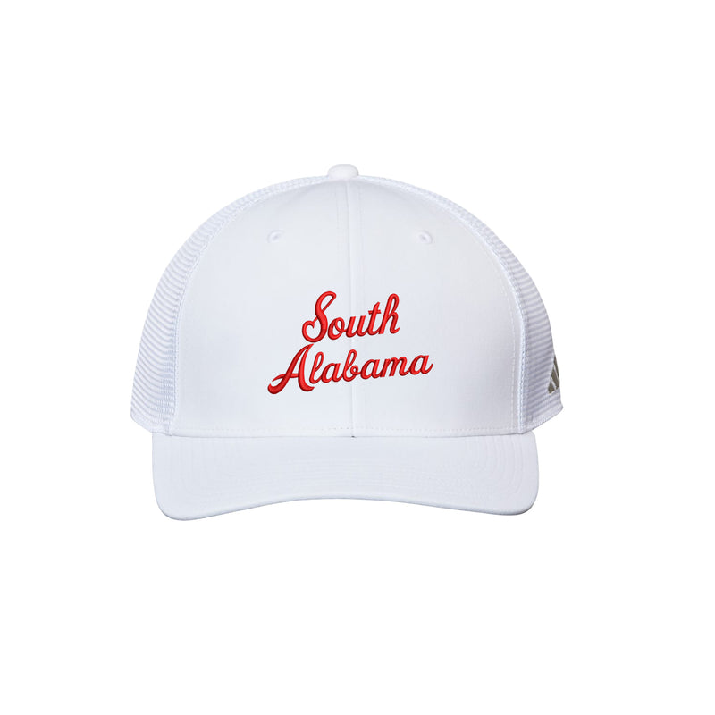 University of South Alabama Adidas Sustainable Trucker Cap South Alabama Script Logo
