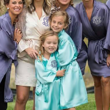 Monogrammed Kids Satin Kimono Robe Initials