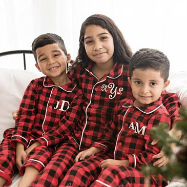 Teen Girls Christmas Long Sleeve Plaid Flannel Pajamas