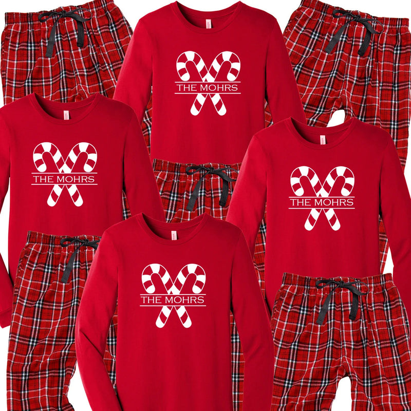 Personalized Matching Family Pajamas Candy Cane Lane Cotton