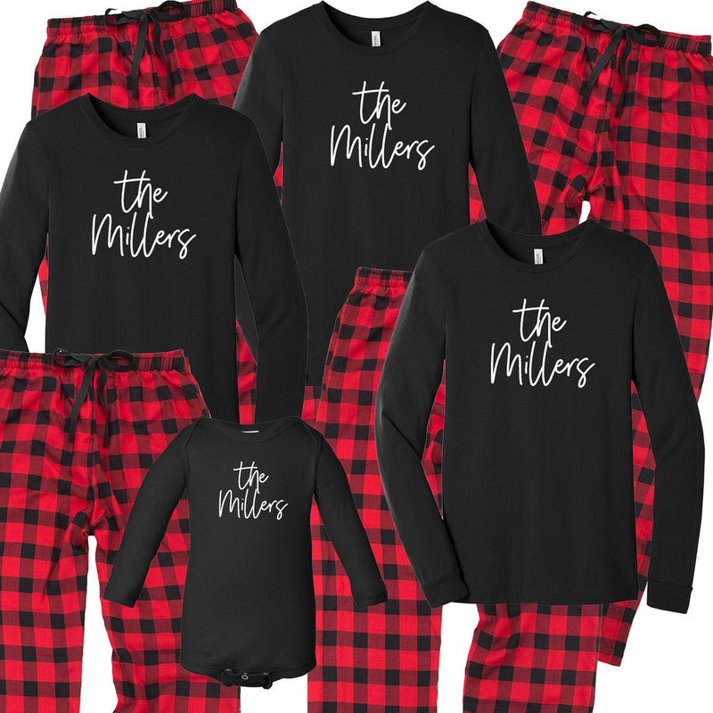 Personalized Plaid Christmas Tree Matching Family Pajama Set