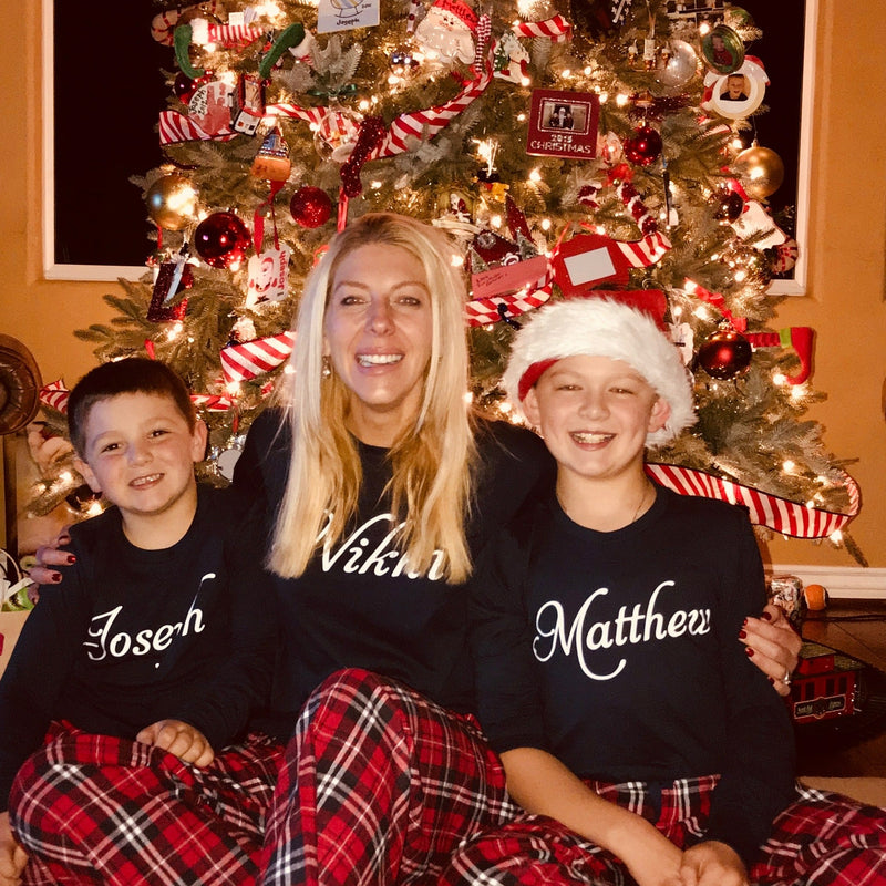 Personalized Plaid Christmas Tree Matching Family Pajama Set