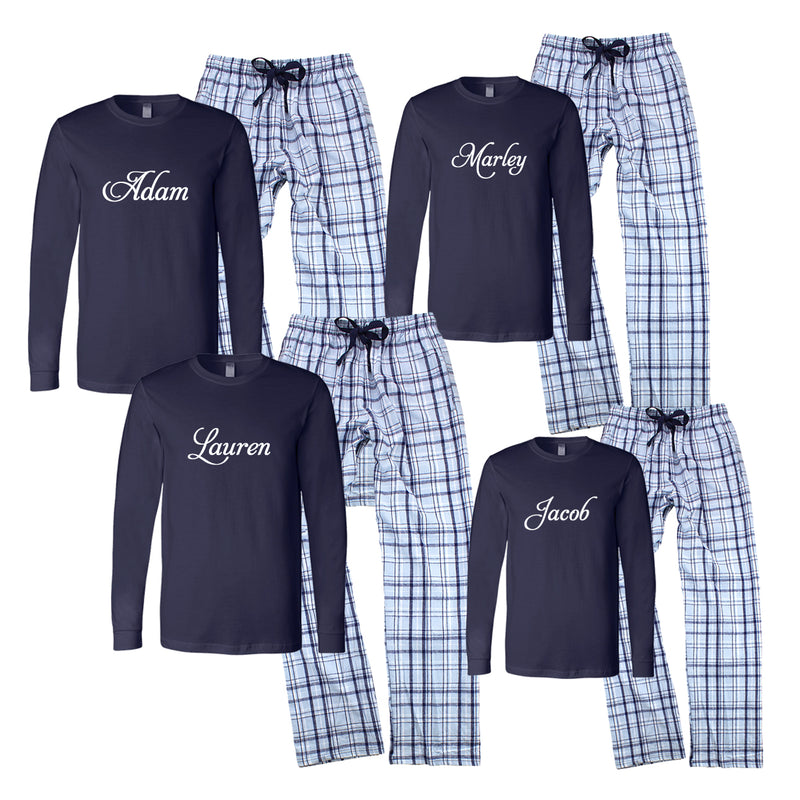 Personalized Matching Family Hanukkah Pajamas with Names ADULT