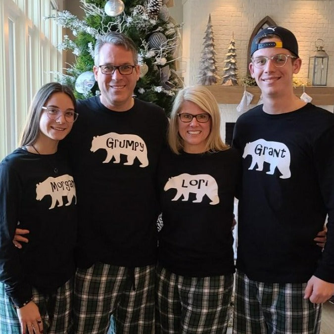 Personalized Plaid Christmas Tree Matching Family Pajama Set