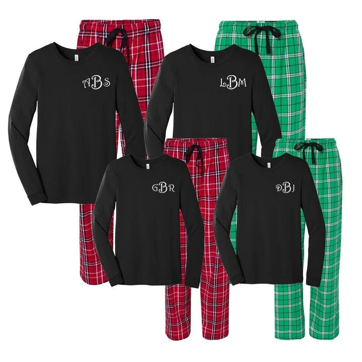 Monogrammed Flannel Matching Family Pajama Set