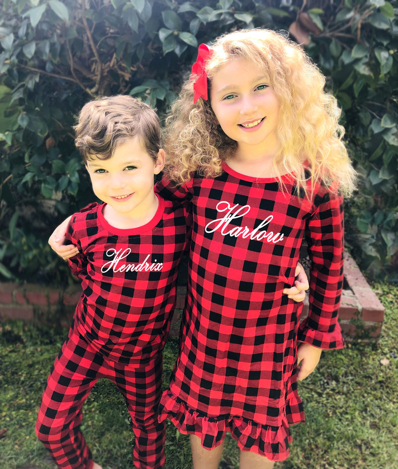 Personalized Buffalo Plaid Christmas Pajamas