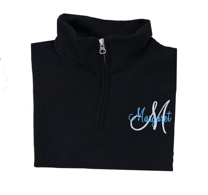 Monogrammed Quarter Zip Pullover Name and Initial – Cotton Sisters