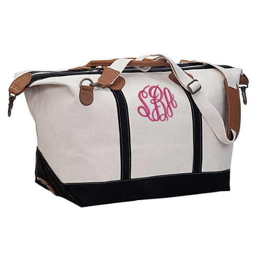 Monogrammed Canvas Duffle Bag: Personalized Leather Handle Weekender - UK