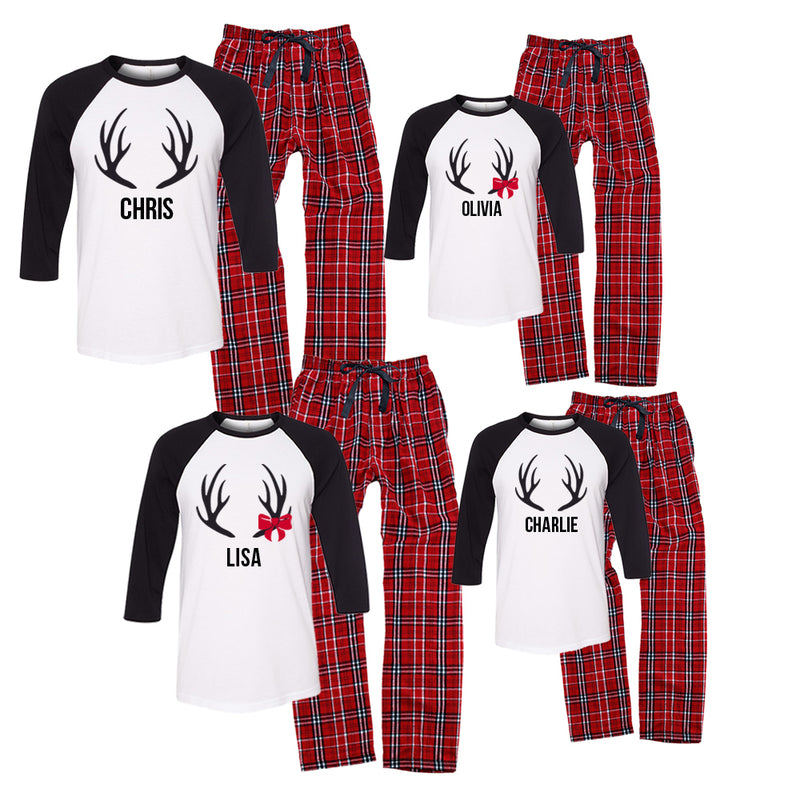 Personalized Antler Matching Family Pajamas – Cotton Sisters