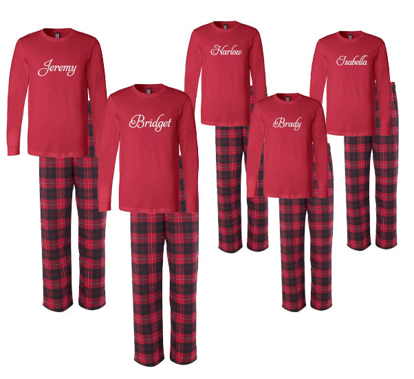 Personalized Matching Family Christmas Pajamas with Names – Cotton