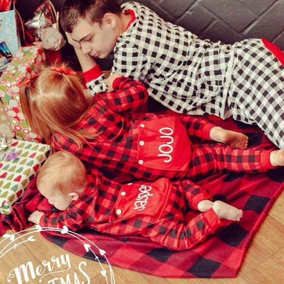Personalized Christmas Buffalo Plaid Romper