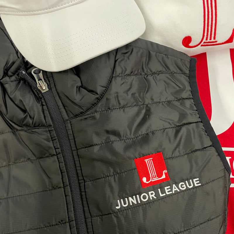 Junior League Puffer Vest - Black Puffy Logo Vest