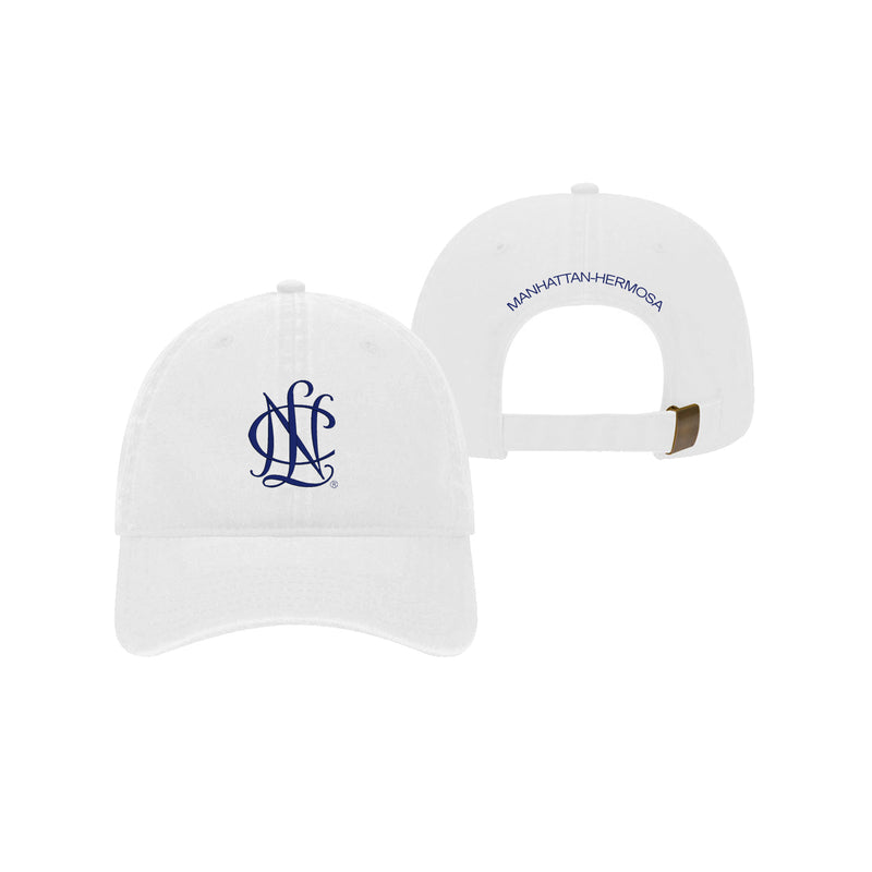 National Charity League Beach Washed Baseball Hat White & Navy - NCL Manhattan-Hermosa Chapter