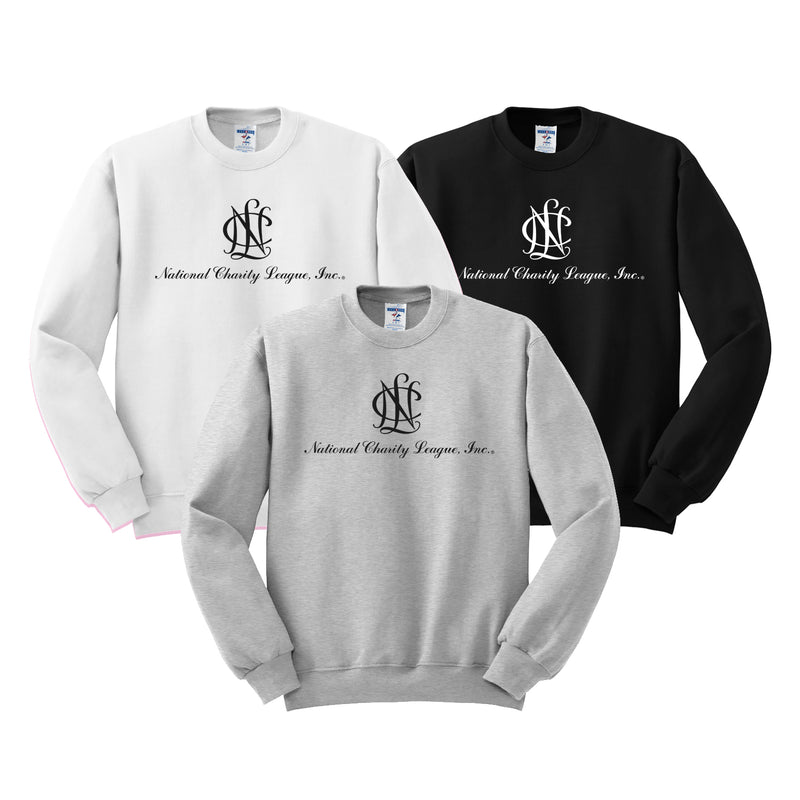 National Charity League Crewneck Sweatshirt - NCL Vertical Logo in Black