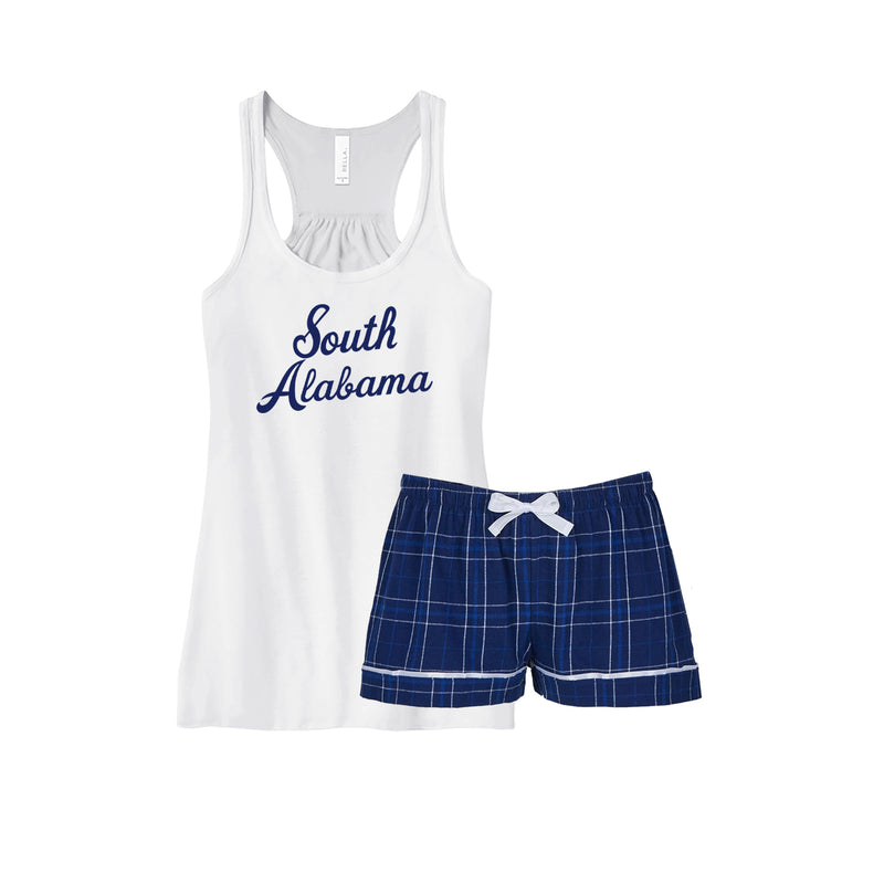 University of South Alabama Tank & Boxer Pajama Set - Navy Field Flannel