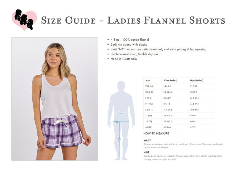 Flannel Shorts Measurement Guide