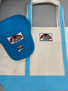St. Paul the Apostle Large Canvas Tote - TURQUOISE - I Heart the 80s Patch