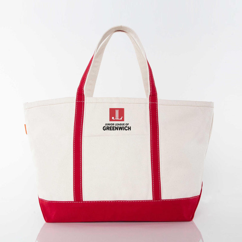 Junior League of Greenwich Large Canvas Tote - JL Greenwich Logo