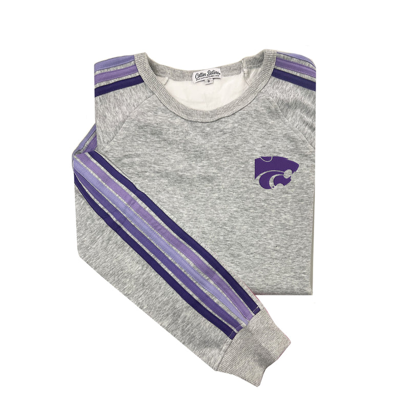 Kansas State University Striped Crewneck Sweatshirt