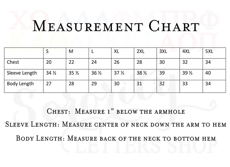 Hooded Sweatshirt product measurements chart