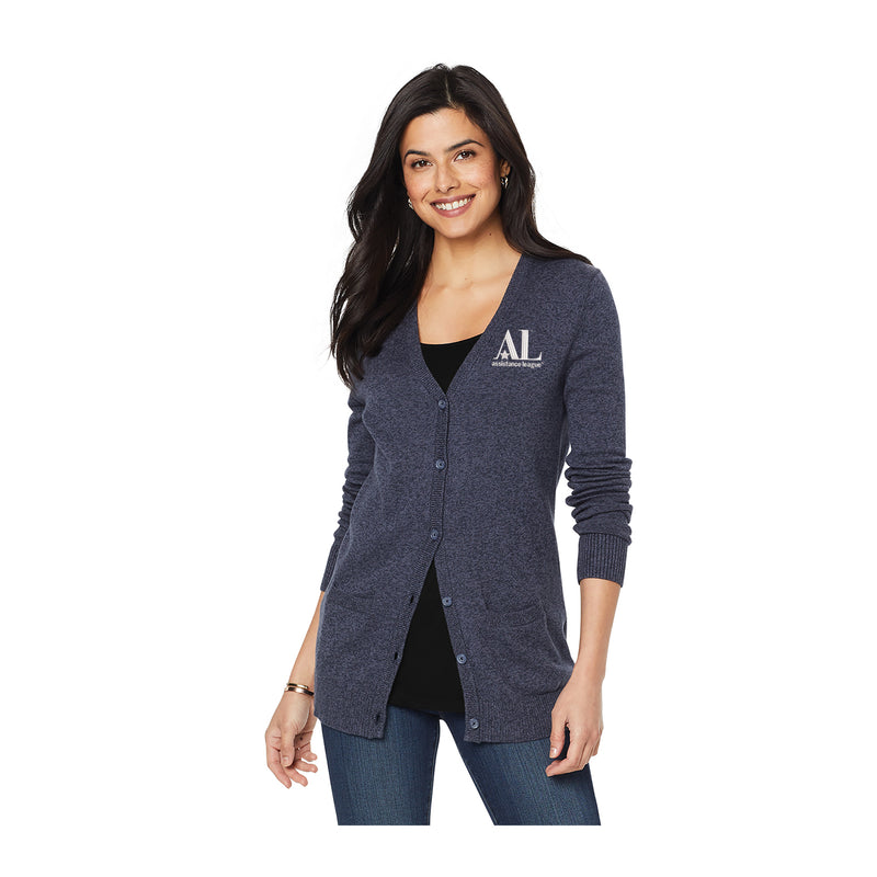 Assistance League Marled Cardigan Logo Sweater