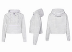 3 angles of the white camo crop windbreaker