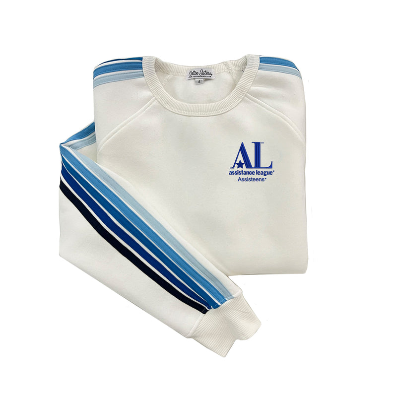 Assistance League Striped Crewneck Luxe Fleece Sweatshirt