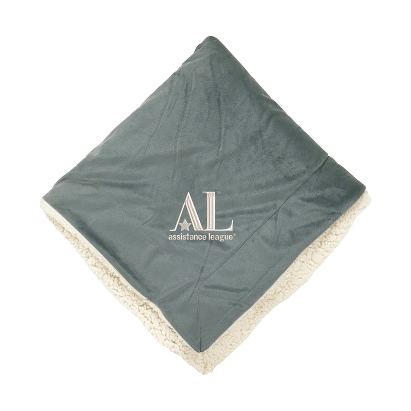 Assistance League Logo Sherpa Lined Blanket