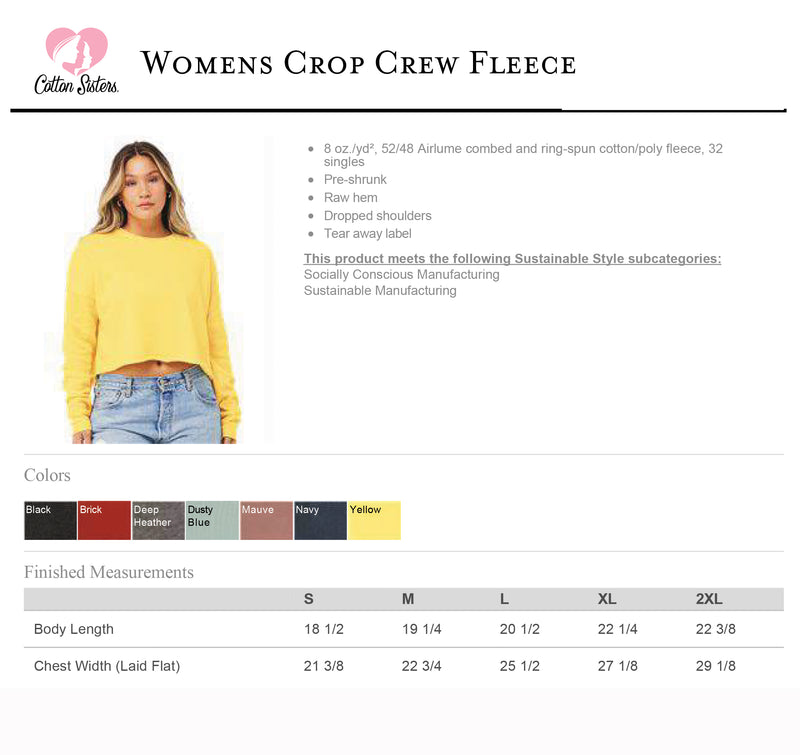 Brentwood Sunshine Chainstitch Luxe Crop Crew Fleece - MAUVE - Womens