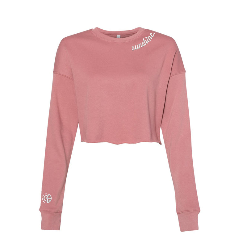 Brentwood Sunshine Chainstitch Luxe Crop Crew Fleece - MAUVE - Womens