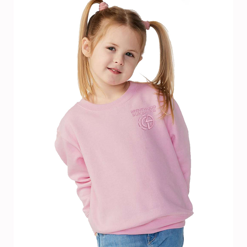 Brentwood Sunshine Monochrome Embroidered Crewneck Sweatshirt - PINK - Youth