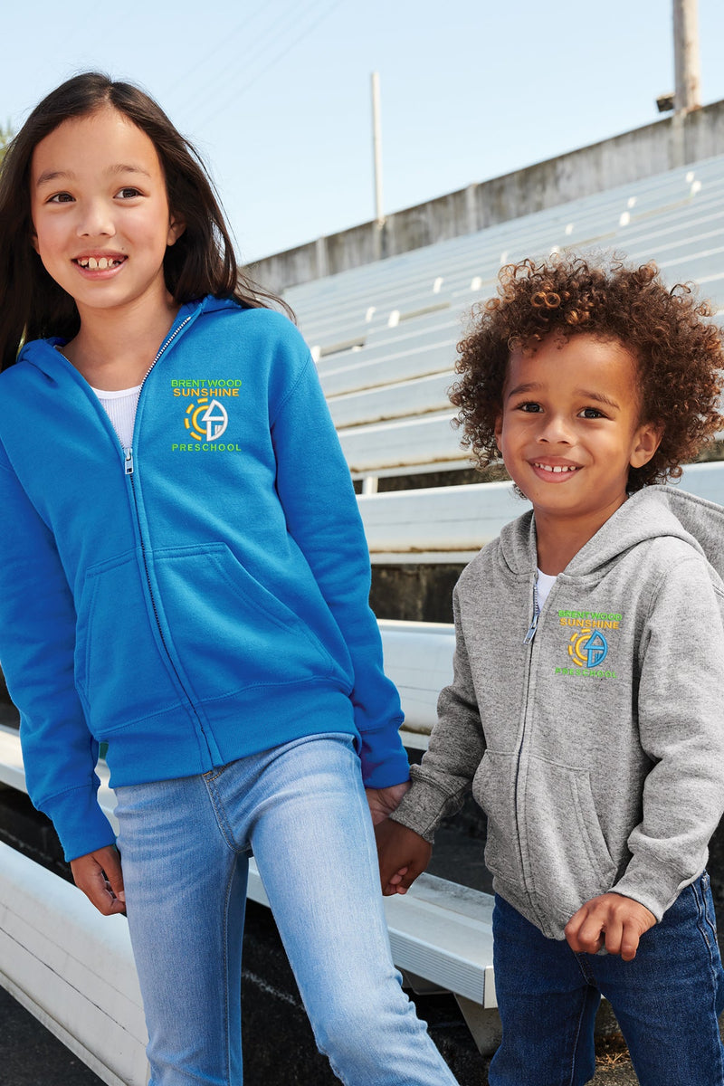 Brentwood Sunshine Youth Full-Zip Embroidered Hoodie in White