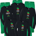 Personalized Elf Matching Family Pajamas - Black/White Plaid