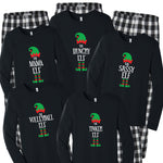 Personalized Elf Matching Family Pajamas - Black/White Plaid